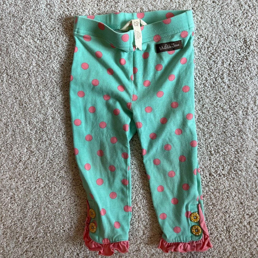 Matilda Jane Ruffle bottom Blue and Pink Baby Trousers, 12-18 months